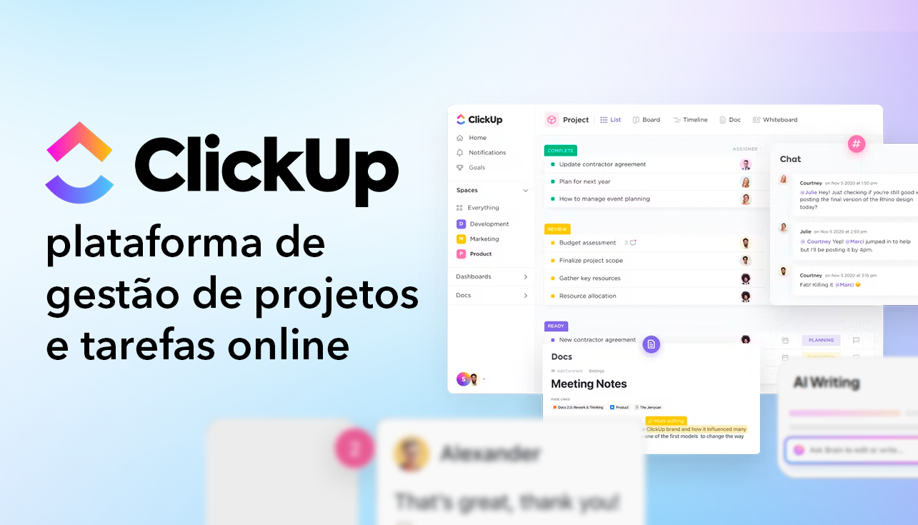 ClickUp, plataforma de gestão de projetos e tarefas online