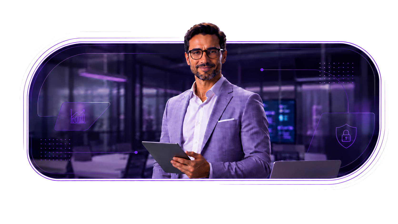 Executivo de TI com tablet